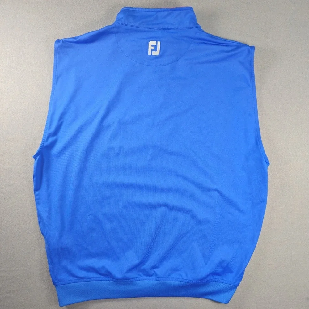 FootJoy Woodmoor Men's Large Golf Vest Blue Pink 1/4 Zip Stretch Sleeveless FJ